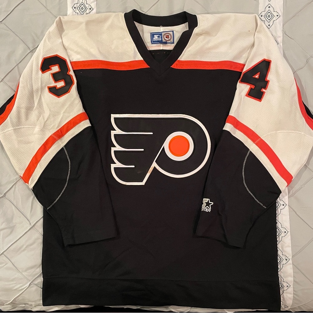 Vintage Starter Philadelphia Flyers John Vanbiesbrouck #34 NHL Jersey, Sz L